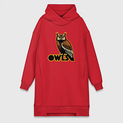 Женское худи-платье Owls, цвет: красный