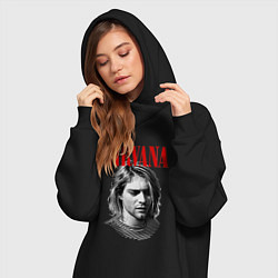 Женское худи-платье Nirvana kurt donald cobain, цвет: черный — фото 2