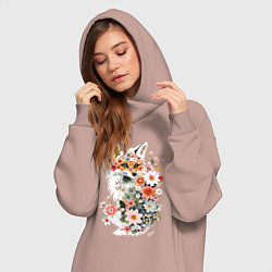 Женское худи-платье Лисий контур из цветов, цвет: пыльно-розовый — фото 2