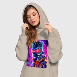 Женское худи-платье Cool Bart Simpson - neon glow, цвет: миндальный — фото 2
