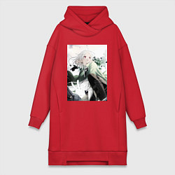 Женское худи-платье Реинкарнация безработного Сильфиетта арт, цвет: красный