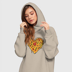 Женское худи-платье Pizza heart, цвет: миндальный — фото 2
