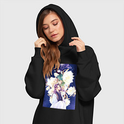 Женское худи-платье Монолог фармацевта Жэньши Расчётливый интриган, цвет: черный — фото 2