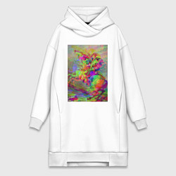 Женское худи-платье Бонапарт на перевале Сен-Бернар с глюками, цвет: белый