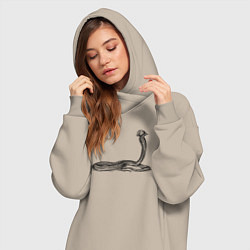 Женское худи-платье Кобра в новогодней шапке, цвет: миндальный — фото 2