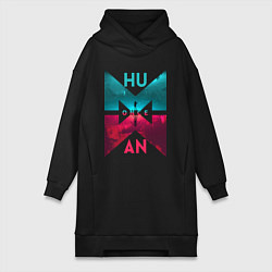 Женское худи-платье Once human logotype, цвет: черный