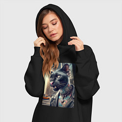 Женское худи-платье Cool dude panther from New York - ai art, цвет: черный — фото 2