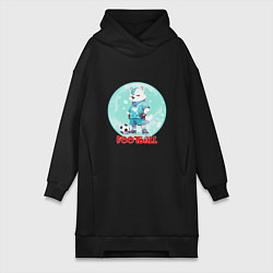 Женское худи-платье Забавный гордый футболист, цвет: черный