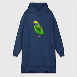 Женская толстовка-платье Зеленый попугай