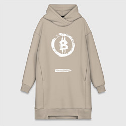 Женское худи-платье Биткоин белый - криптовалюта, цвет: миндальный