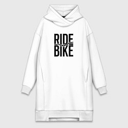 Женское худи-платье Black ride bike, цвет: белый