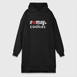 Женское худи-платье Milf and cookies милфа, цвет: черный