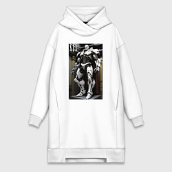 Женское худи-платье Ленин киборг - нейросеть, цвет: белый