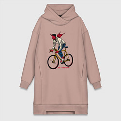 Женское худи-платье Демон велосипедист, цвет: пыльно-розовый