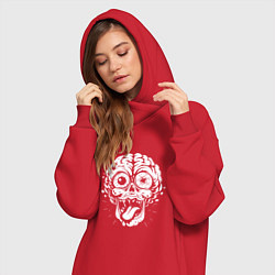 Женское худи-платье Череп с мозгами и глазами, цвет: красный — фото 2
