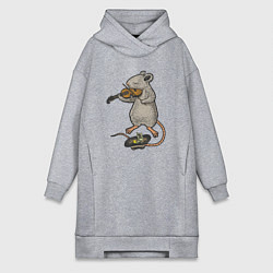 Женское худи-платье Мышонок скрипач, цвет: меланж