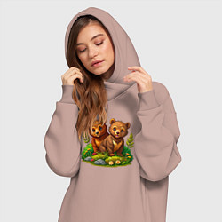 Женское худи-платье Два медвежонка, цвет: пыльно-розовый — фото 2