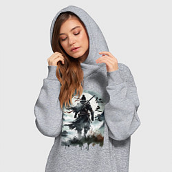 Женское худи-платье Призрак Цусимы - Японский самурай, цвет: меланж — фото 2