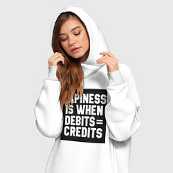 Женское худи-платье Счастье когда дебет сходиться с кредитом, цвет: белый — фото 2