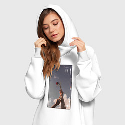 Женское худи-платье Фото розы, цвет: белый — фото 2