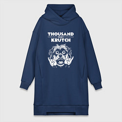 Женское худи-платье Thousand Foot Krutch rock dog, цвет: тёмно-синий