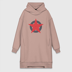 Женское худи-платье Red star symbol, цвет: пыльно-розовый