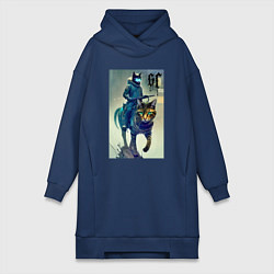 Женское худи-платье Cat forces - ai art fantasy, цвет: тёмно-синий