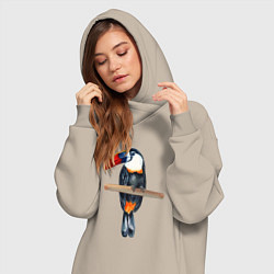 Женское худи-платье Тукан на толстой ветке, цвет: миндальный — фото 2