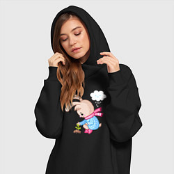 Женское худи-платье Зайка посадил цветок, цвет: черный — фото 2