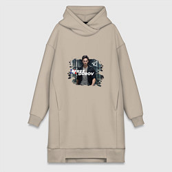 Женское худи-платье Дуров free свободу Павлу, цвет: миндальный