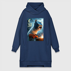 Женская толстовка-платье Кот сварщик - нейроарт