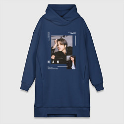 Женское худи-платье Stray kids Han Jisung, цвет: тёмно-синий