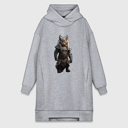 Женское худи-платье Кот викинг, цвет: меланж
