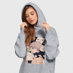 Женское худи-платье Девушка с котиками, цвет: меланж — фото 2