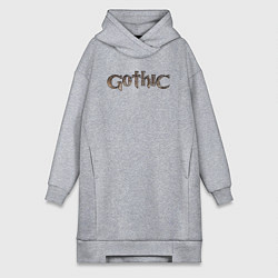 Женское худи-платье Gothic remake logo, цвет: меланж
