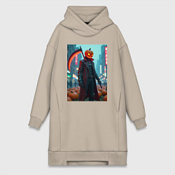 Женское худи-платье Киберпанк Джек, цвет: миндальный