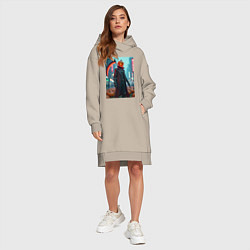Женское худи-платье Киберпанк Джек, цвет: миндальный — фото 2