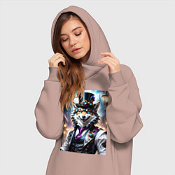 Женское худи-платье Стимпанк волк, цвет: пыльно-розовый — фото 2