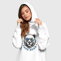 Женское худи-платье Папа медведь в очках, цвет: белый — фото 2