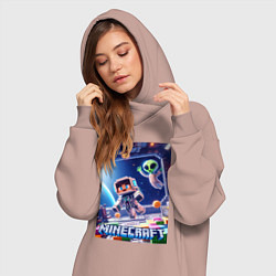Женское худи-платье Инопланетянин следит за космонавтом - Майнкрафт, цвет: пыльно-розовый — фото 2