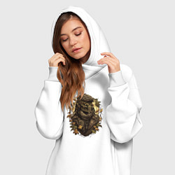 Женское худи-платье Осенний хищник в кепке, цвет: белый — фото 2