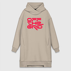 Женское худи-платье Off the grid logo, цвет: миндальный