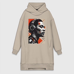 Женская толстовка-платье Музыка портрет