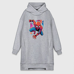 Женское худи-платье Крутой Человек-паук, цвет: меланж