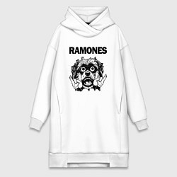 Женское худи-платье Ramones - rock dog, цвет: белый