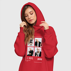 Женское худи-платье Hoseok bts selfie, цвет: красный — фото 2