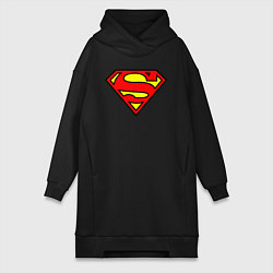 Женское худи-платье Superman logo, цвет: черный