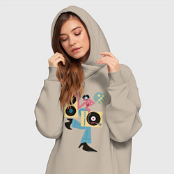 Женское худи-платье Профессия диджей, цвет: миндальный — фото 2