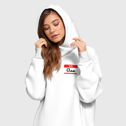 Женское худи-платье Hello my name is Оля, цвет: белый — фото 2