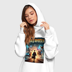 Женское худи-платье Гарри Поттер с волшебной палочкой, цвет: белый — фото 2